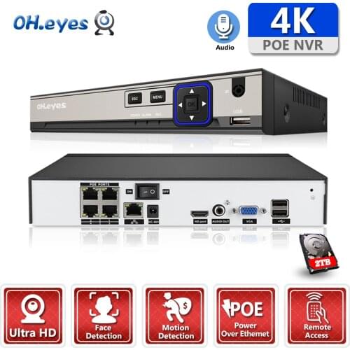 OH.eyes Nvr 4Ch Poe CCTV Network Video Recorder Support Onvif Ip Camera Video Surveillance Recorder 4K Security Cameras Nvr