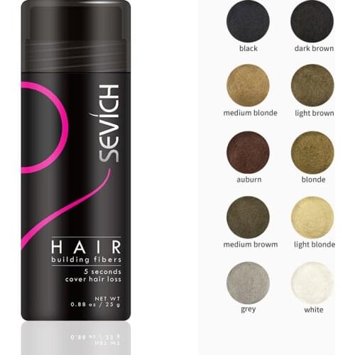 Sevich 10 Colors Hair Fibers Keratin 25g Hair Building Fibers Thickening Spray Hair Loss Products Instant Regrowth Powders