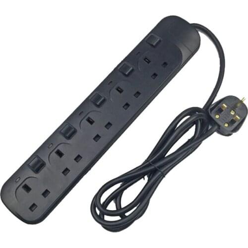 UK Plug Power Sockets Smart Power Strip Plug Electrical Power Adapter with Independent switch Extension Cord 2M Socket 230V 13A