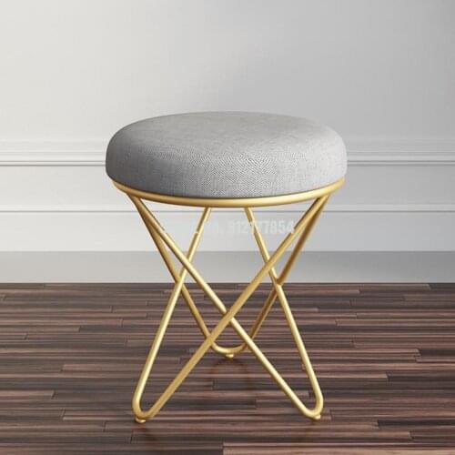 Nordic modern minimalist small round stool fitting room stool cute household low stool iron gold makeup dressing table chair