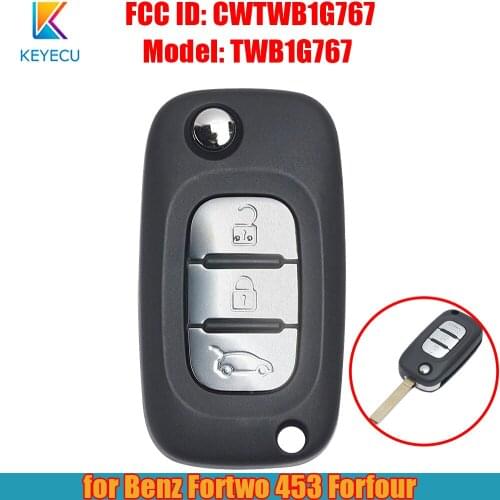 Keyecu OEM Flip Folding Remote Key Fob 433MHz with 4A Chip for Smart Fortwo 453 Forfour Mercedes Citan 2015 2016 2017