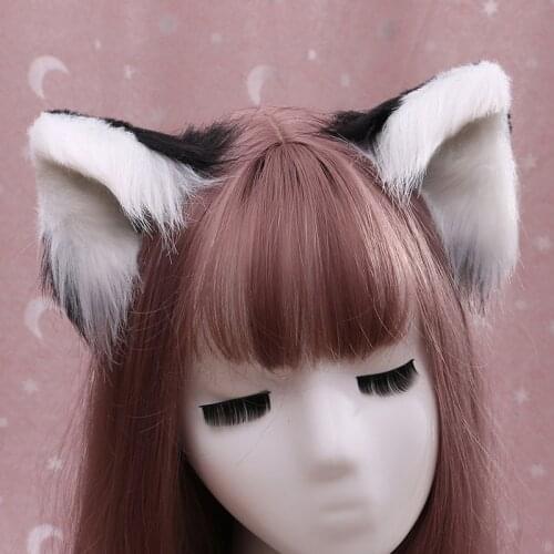 Sweet Lovely Furry Animal Beast Ears Hair Clips Anime Lolita Wolf Cat Cosplay Plush Hairpins Halloween Party Costume Headwear