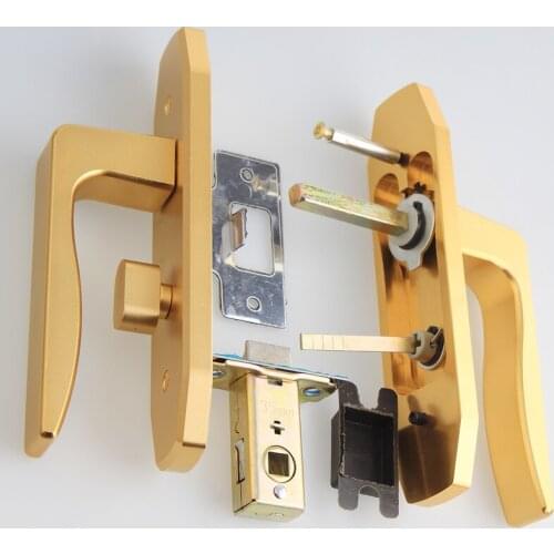Modern fashion gold Bathroom door lock kitchen aisle solid wooden door single tongue handle lock without key 110mm