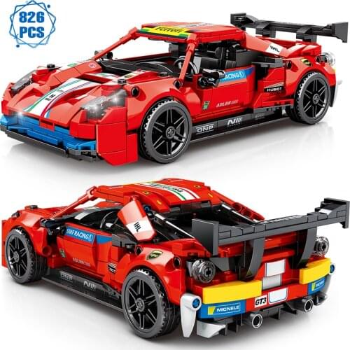 Technical Creation Famous Sports Car Building Blocks Moc Racing Speed Vehicle Model Bricks Assembly Toys Gift for Children