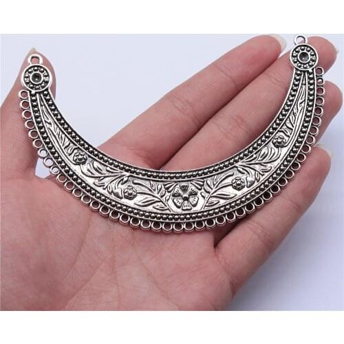 Tristana 2pcs 110x70mm Antique Silver Color Necklace Connector For Jewelry Making DIY Jewelry Findings