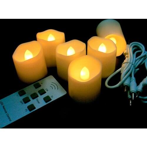 Set of 3 Rechargeable Votive LED Tea Light w/USB Charging Cable Remote controlled Flameless Flickering Candle Christmas Home bar
