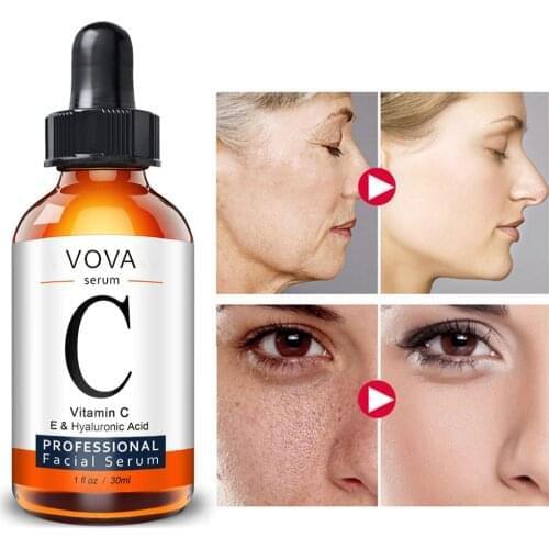 30ml Vitamin C Face Serum Long Lasting Moisturizing Improve Roughness Lighten Spots Hyaluronic Acid Facial Essences Care Tool