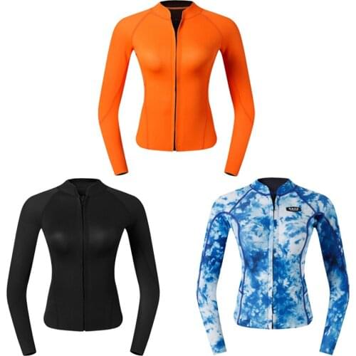 Women Wetsuit Top For Scuba Diving Snorkeling Surfing Kayaking Canoeing Women UV Sun Protection Long Sleeve Rash Guard