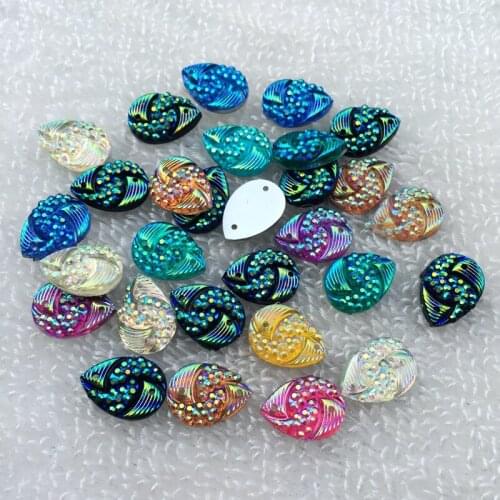 10*13mm Crystal Sew On Rhinestones Drop Shape Sewing Beads for Wedding,Dance dress decoration 80pcs -Y57A