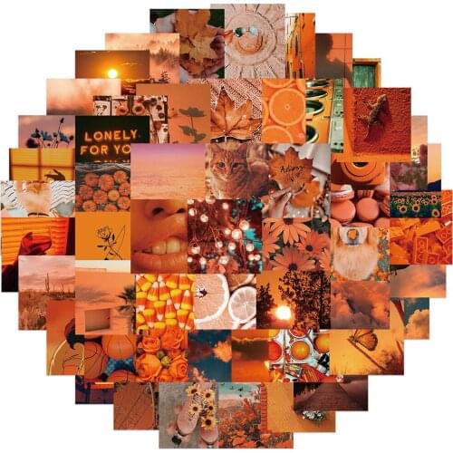 10/30/56pcs Higurashi Landscape Stickers Aesthetic INS Style Orange Decals Toys DIY Luggage Laptop Phone Scrapbook Wall Sticker