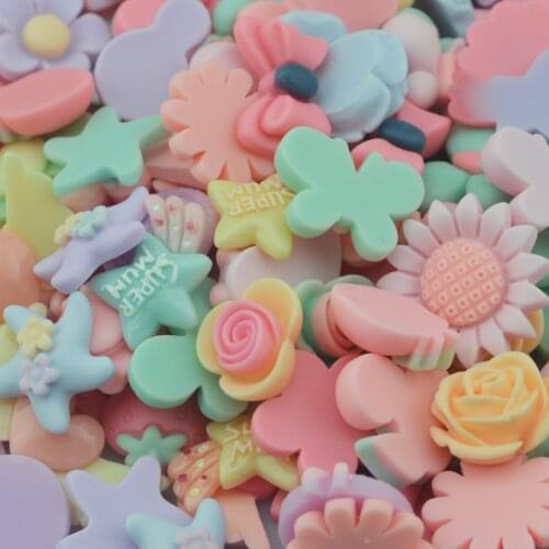 10PCS Mixed Flower Resin DIY Kit Accessories Kids Gift Crafts Beads Flatback Cabochon Scrapbook Embellishments Accessories