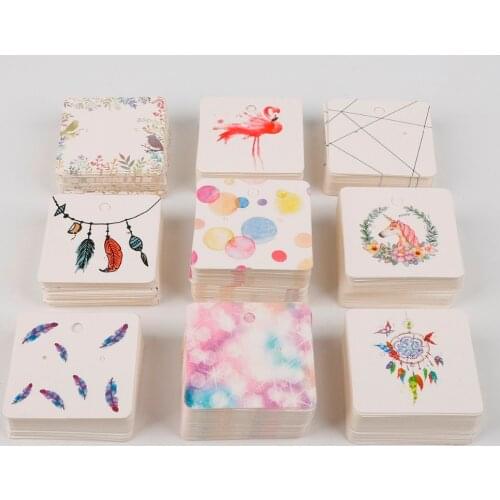 100Pieces/Lot 5X5CM Earrings Dispaly Fashion Jewelry Colorful Card Organizer Tags DIY handmade Earring Stud Packing Card