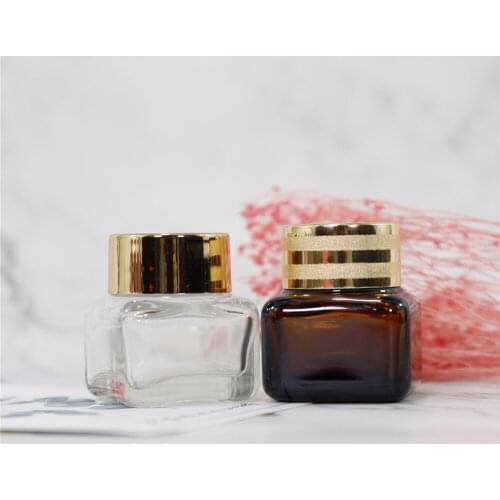 15ml Square Eye Cream Bottle Empty Cosmetic Jar Pot Eye Shadow Face Cream Container Packaging Refillable Bottles With Golden Cap