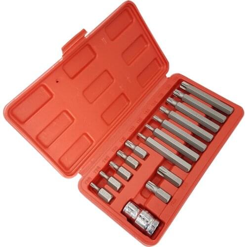 15PC 1/2" Metric Torque Torx Star Drive Socket Bit Set CR-V Torx Bit Set Hand Tool Set T20-T55