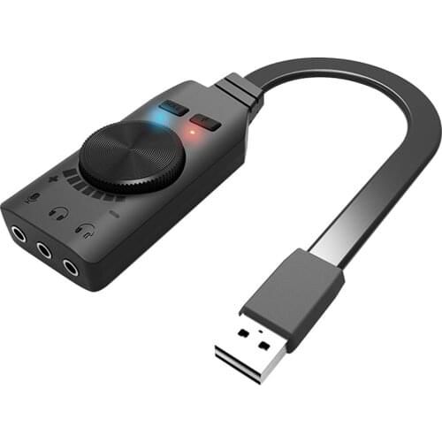 2021 New Sound Audio Microphone Adapter GS3 7.1 Channel USB Sound Card Adapter External Volume Adjustable for Windows