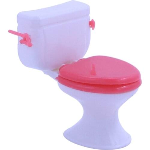 28EC 3Inch Realistic Dollhouse Toilet Lovely Pink & White Cake Topping Decoration