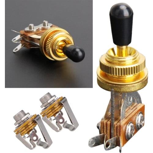 3 Way Toggle Switch +Input Output Jack Plug Socket For Electric Guitar