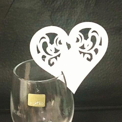 50pcs Heart Shaped Laser Cut Table Mark Wine Glass Name Place Cards Guest Seats Wedding Birthday Baby Shower Party Decoration