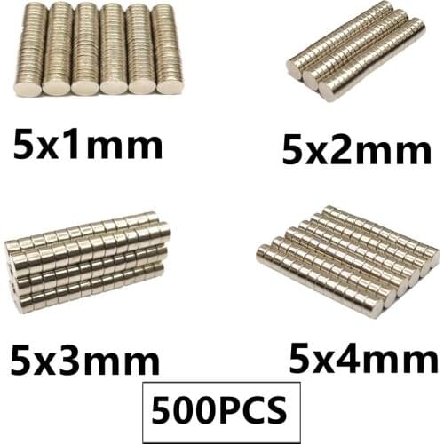 500PCS/LOT NdFeB Magnet 5*1 5*2 5*3 5*4 N35 Disc MAGNET 5x1 5x2 5x3 5x4 Round Speaker Neodymium magnets 5mm x 1mm 2mm 3mm 4mm
