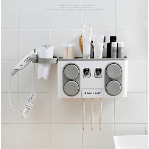 Auto Squeezing Toothpaste Dispenser Wall-mount Toothbrush Holder Toothbrush Toothpaste Cup Storage Bathroom Accessories