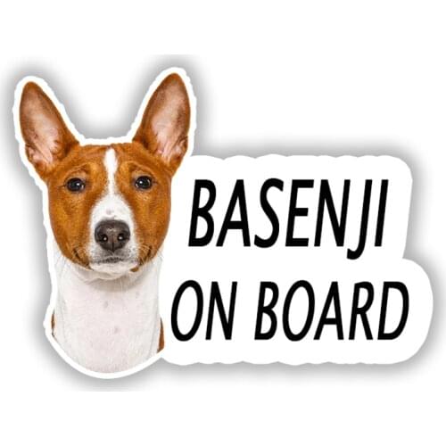 B0672 Self-adhesive Decal Basenji Dog On Board V1 Car Sticker Waterproof Auto Decors on Bumper Rear Window Laptop Helmet