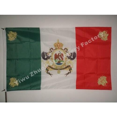 Bandera Del Segundo Imperio Mexicano (1864-1867) 150X90cm (3x5FT) 120g 100D Polyester Double Stitched High Quality Free Shipping