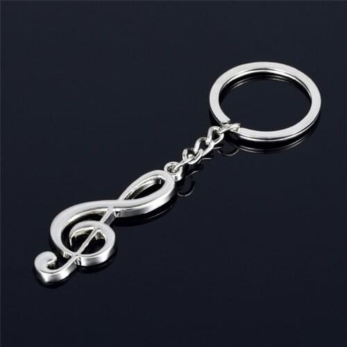 Zinc Alloy Key ring Key chain Silver Color Plated Musical Note Keychain For Metal Music Symbol Key Chains