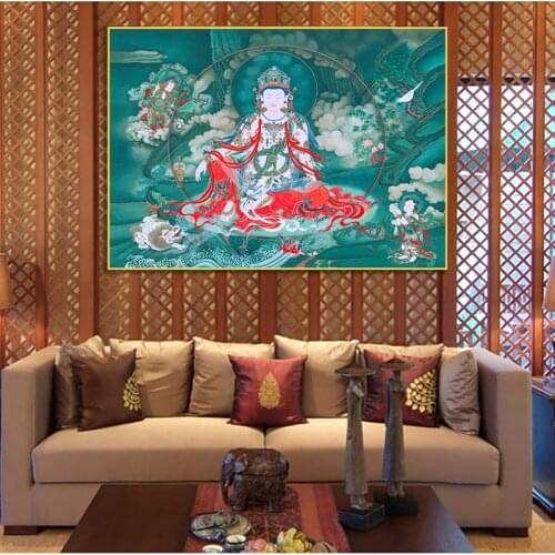 Buddha Thangka Tibetan India Chinese Religion Style Canvas Prints Painting Poster Art Wall Picture Living Room Home Decoration