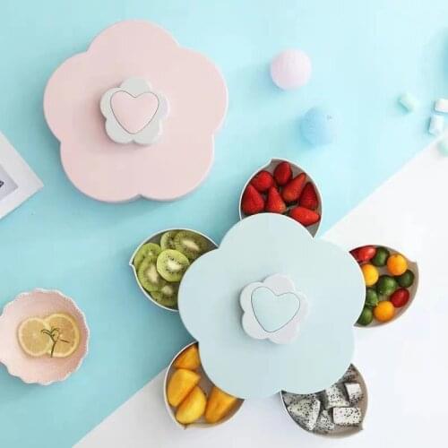 Household Single Layer Flower Type Rotary Candy Box Living Room Large Capacity Nuts And Nuts Storage Box Single Lazy Snack Box