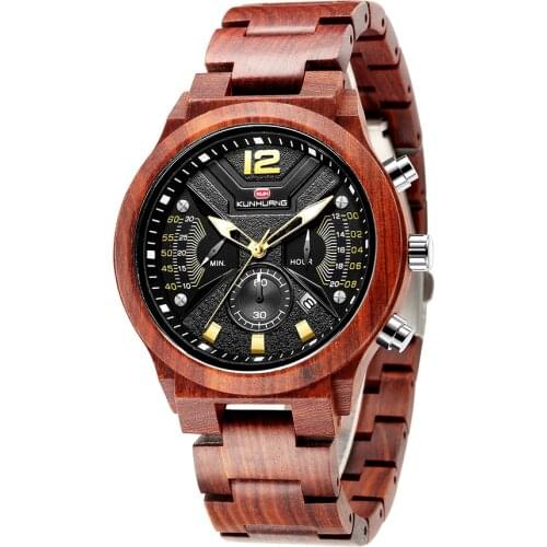 VICVS Luxury Brand Mens Wood Quartz Wrist Watch Men Sport Waterproof Watch Man Chronograph Clock Relogio Masculino