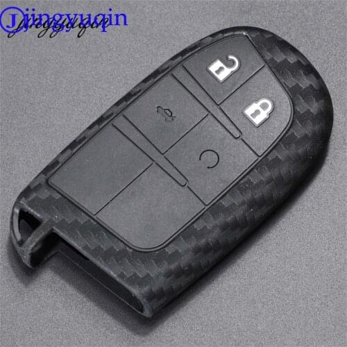 Jingyuqin Car Key Case Cover Fibler Silicone For Dodge Journey Charger for Jeep Renegade Grand Cherokee for Chrysler 200 300