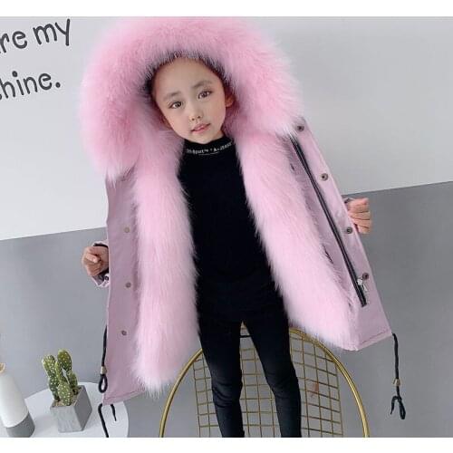 Childrens Parka For Girl 2020 Winter Thick Warm Girls Faux Fur Coat Kids Boys Fashion Coat Clothes Teenage Snowsuit Jacket W873