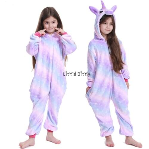 Unicorn Rainbow Kigurumi Pijamas for 2-12Years Boys Flannel Pijamas Childrens Pyjamas Kigurumi Pickachu Sleepwear Baby