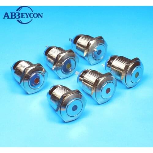 IN14 Metal 16mm Pilot Lamp 12V 24V Red Green Blue White Yellow Dot LED Waterproof Indicator Lights