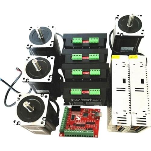 CNC Router Kit 4Axis:4 pcs DMA86H stepper motor driver+Nema34 motor 86HS4802+4 axis interface board+ power supply
