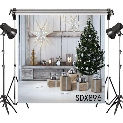 LB Polyester & Vinyl Christmas Tree Gifts White hexagonal decorative lights Child Photography Photo Background Studio Backdrop