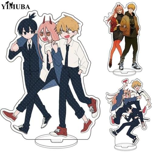 Anime Chainsaw Man Acrylic Stand Model Plate Fans Collectible Pochita Power Makima Standing Character Study Desk Decor Cosplay