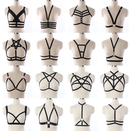 Wholesale Black Body Harness Belt Women Fetish Bondage Harness Harajuku Sexy Lingerie Tops Crop Bodysuit Punk Cosplay Costumes