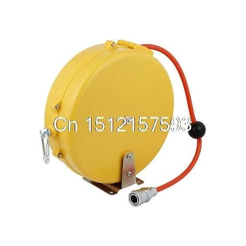 Orange Plastic Shell Retractable Tube Round Air Hose Reel w Pipe