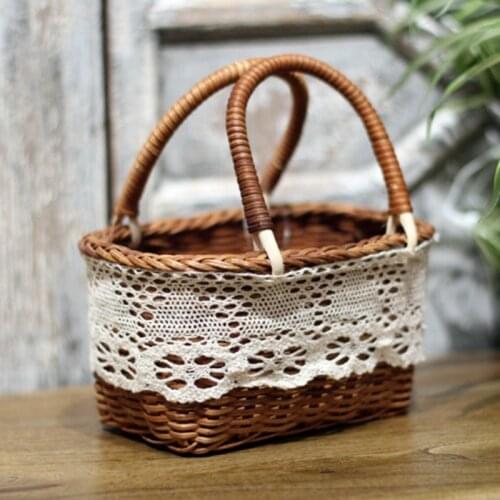 Hand-Woven Small Flower Basket Rattan Small Flower Basket Flower Basket Simulation Flower Basket