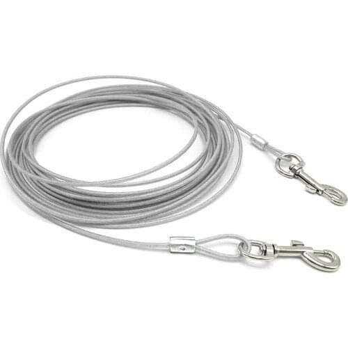 Steel Wire Tie Out Cable Dog Leash Heavy Duty Reflective Trolley Training Lead For Large Dogs Pet Runner