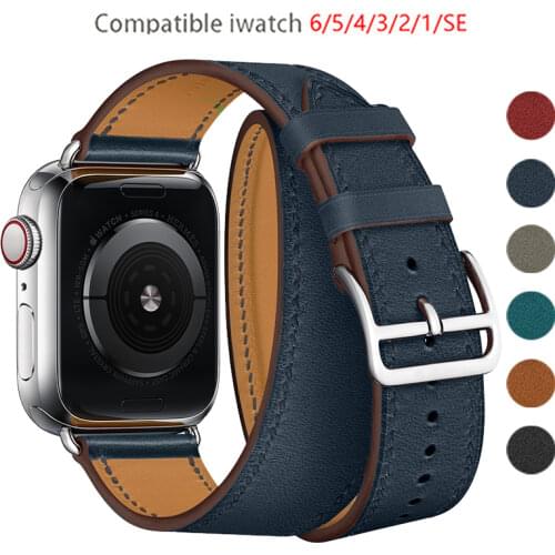 High quality for Apple Watch Swift Leather Attelage Double Tour for iwatch 6 se 5 42mm 44mm sport band for iwatch 3 2 38mm 40mm