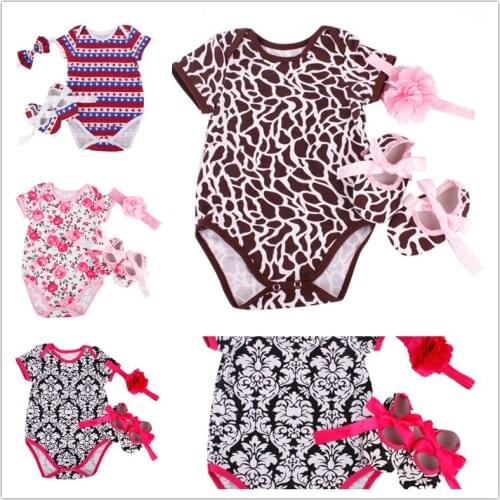 Leopard Baby Girl Clothes Suit Newborn Bodysuit First Walker Headband 3pcs Sets Baby Jumpsuits Shirts Cotton Girls Clothing 0-2Y