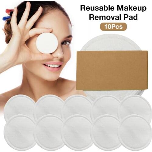 10pcs Bamboo Fiber Makeup Removal Pad Reusable Cotton Rounds Washable Makeup Pads For Nail Art Remover Wipes Face Skin Cleaning