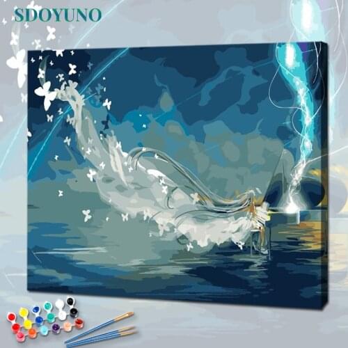 SDOYUNO 60x75cm Paint By Numbers For Adult Scenery DIY Oil Painting By Numbers On Canvas Landscape Frameless Number Painting