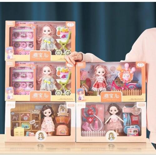 BJD Doll 16CM Jointe Doll Kit Full Set Dress Dolls With Beautiful Clothes And Suit for Girl Gift