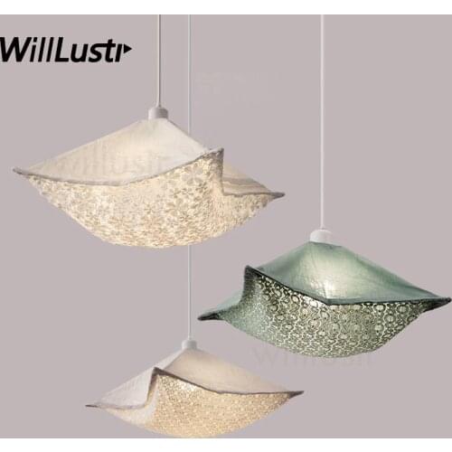 Modern floral fabric pendant light nordic home bedroom hotel dinning room restaurant loft cafe Indie Pop cloth suspension lamp