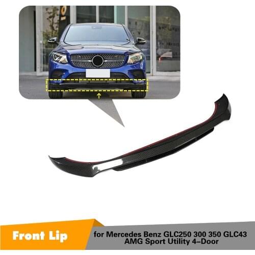 Front Bumper Lip Spoiler For Mercedes-Benz GLC Sport GLC43 AMG 2015-2019 Carbon Fiber Front Bumper Lip Spoiler Splitters