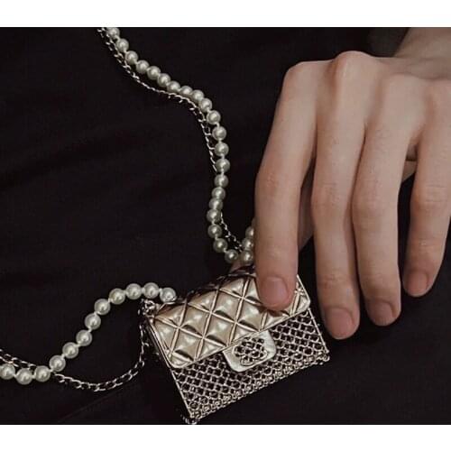 Super Mini Women Purse Top Brand Pearl Straps Gold Box Mini Crossbody Bag For Women 2021 Fashion Bag Chain Shoulder Luxury Purse