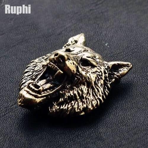 Vintage Copper Roaring North America Brown bear decorative leather bag wealth cloth buckle DIY ornament accessory